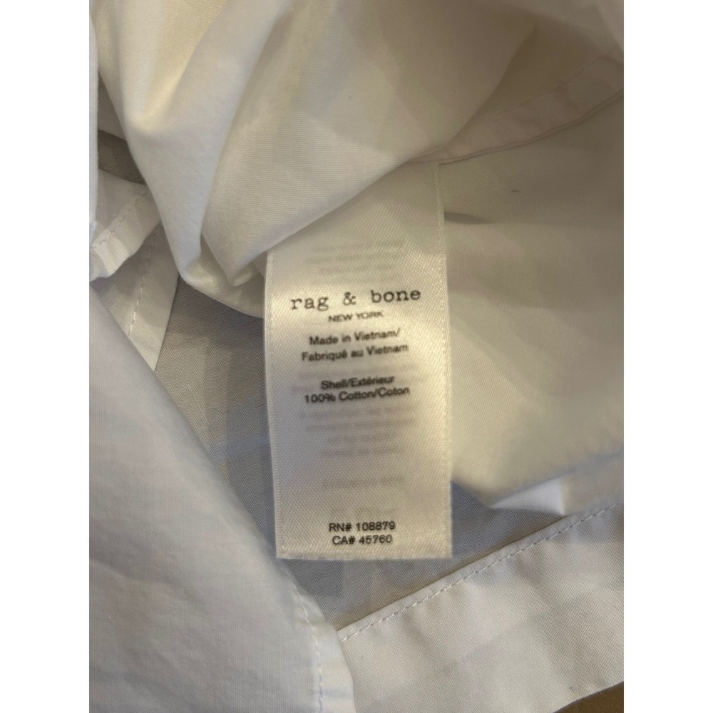 G35 Rag & Bone White Cotton Button Down Shirt Long Sleeve High Low Hem Small - Picture 4 of 4